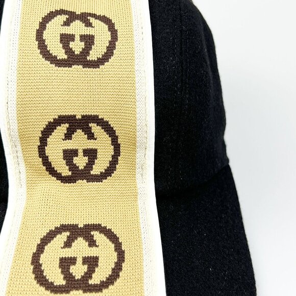 NWT Gucci interlocking G stripe hat in black size M - Picture 6 of 12